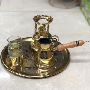 طقم تفضيل صينية نحاس للقهوة 5 قطع